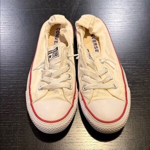 Converse Cream Low-Top Sneakers with Red Trim